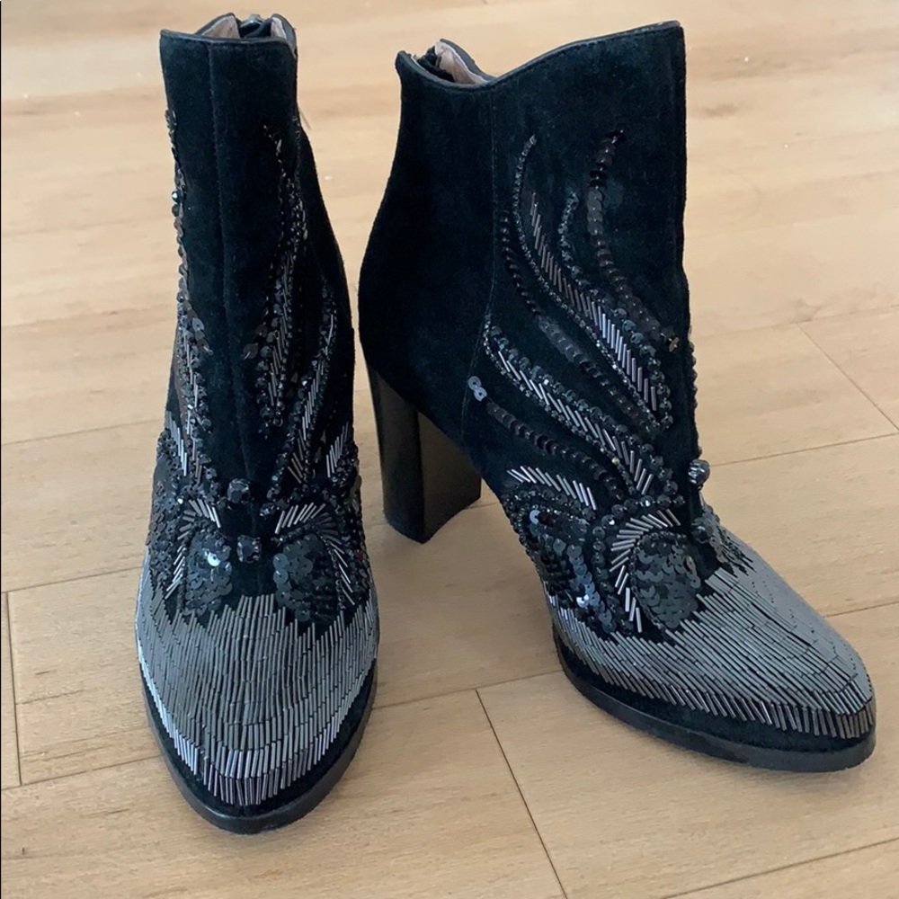 Donald J. Pliner Embellished Black Suede Boots